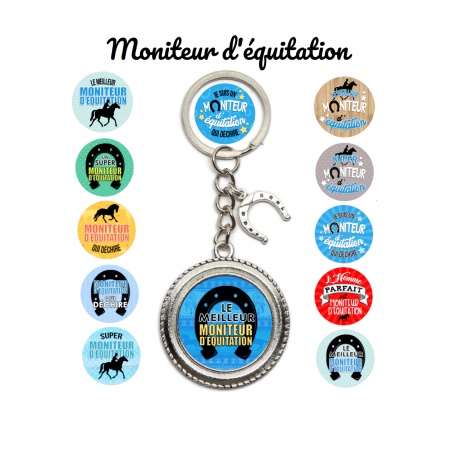 Porte clés moniteur d'équitation, 12 modèles au choix