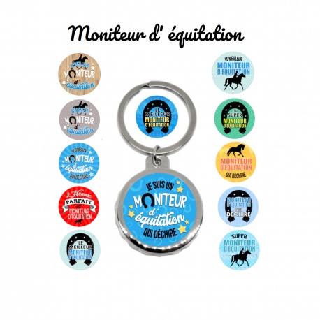 Porte clés décapsuleur Moniteur d'équitation, 12 modèles au choix