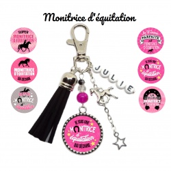 Votre prénom - Porte clés Monitrice d'équitation personnalisable
