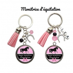 Porte clés Monitrice d'équitation personnalisable