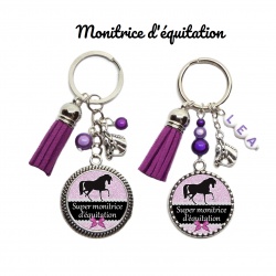 Porte clés Monitrice d'équitation personnalisable