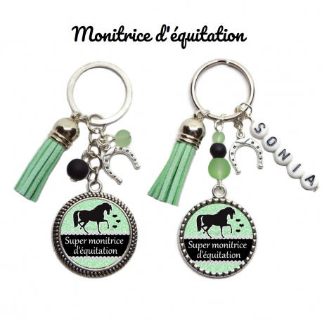 Porte clés Monitrice d'équitation personnalisable