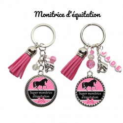 Porte clés Monitrice d'équitation personnalisable