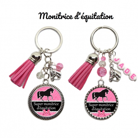 Porte clés Monitrice d'équitation personnalisable