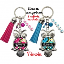 Porte clés "Ma témoin elle est trop chouette"