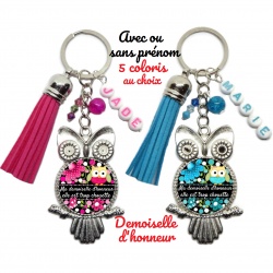 Porte clés "Ma demoiselle d'honneur elle est trop chouette"