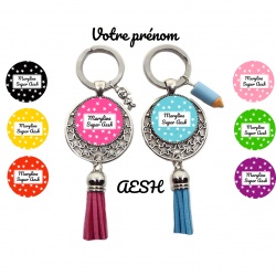 Votre prénom- Porte clés "Super AESH" personnalisable