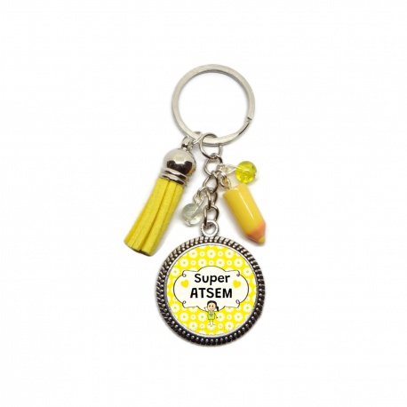 Votre prénom - Porte clés Super ATSEM personnalisable