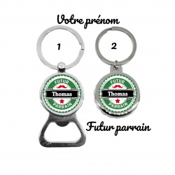 Votre prénom - Porte clés décapsuleur Futur parrain