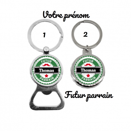 Votre prénom - Porte clés décapsuleur Futur parrain
