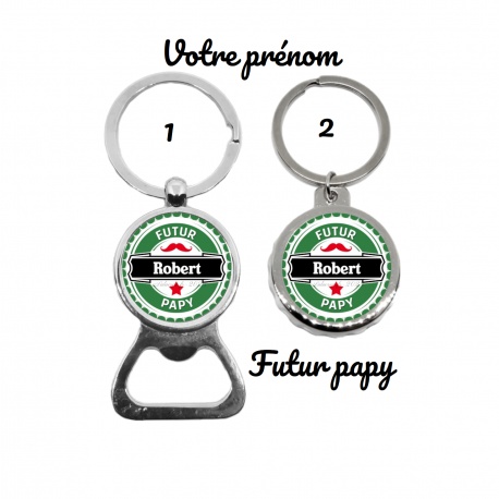 Votre prénom - Porte clés décapsuleur Futur Papy