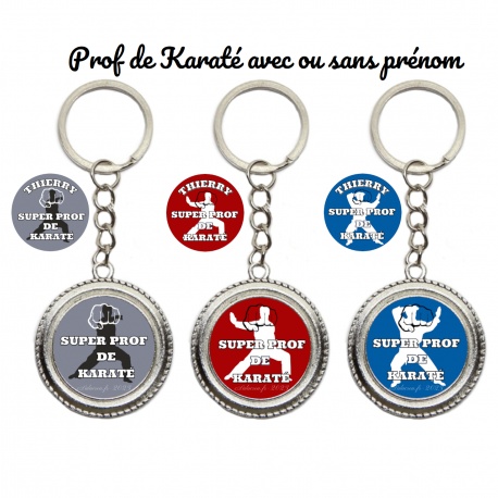 Votre prénom - Porte clés Prof de karaté personnalisable
