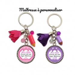Votre prénom, porte clés "Merci d'avoir été une super maîtresse" personnalisable