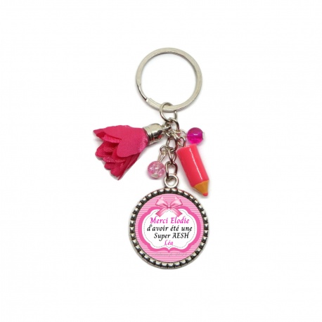 Votre prénom - Porte clés "Merci d'avoir été une super AESH" personnalisable