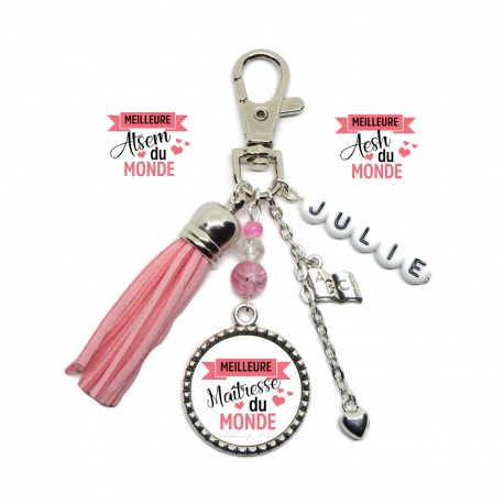 Porte clés Maîtresse, Atsem, Aesh "Meilleure du monde"