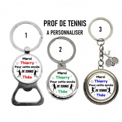 Votre prénom - Porte clés Merci pour cette année de tennis" personnalisable