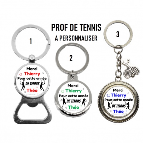 Votre prénom - Porte clés Merci pour cette année de tennis" personnalisable