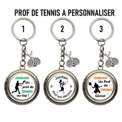 Porte clés prof de tennis à personnaliser