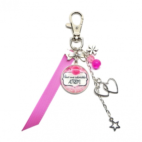 Porte clés ou bijou de sac "Pour une adorable atsem"