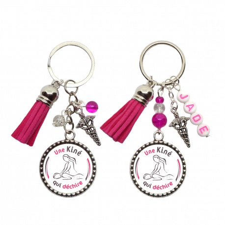 Porte clés "Une kiné qui déchire" personnalisable