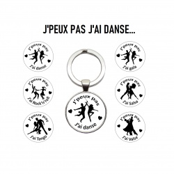 Porte clés "J'peux pas j'ai danse, j'ai rock, j'ai salsa, j'ai tango, j'ai valse"