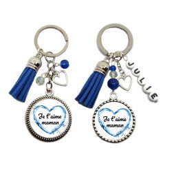 Porte clés ou bijou de sac "Je t'aime maman" personnalisable