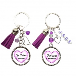 Porte clés ou bijou de sac "Je t'aime maman" personnalisable