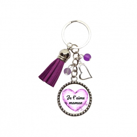 Porte clés ou bijou de sac "Je t'aime maman" personnalisable