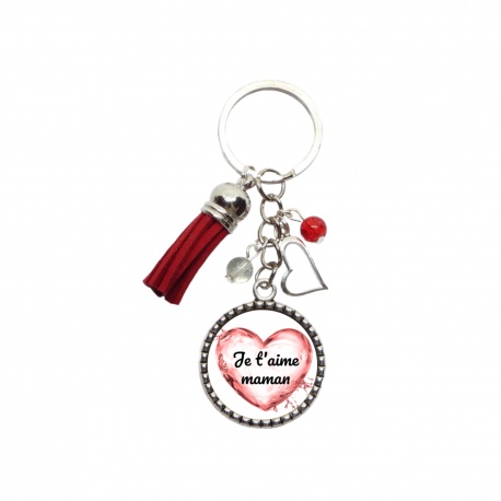 Porte clés ou bijou de sac "Je t'aime maman" personnalisable