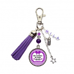 Porte clés ou bijou de sac "Une auxiliaire de crèche adorable" personnalisable