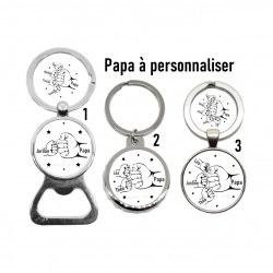 Porte clés, décapsuleur papa "Check", "Poing contre poing" à personnaliser