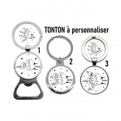 Porte clés, décapsuleur tonton "Check" ou "Poing contre poing" personnalisable