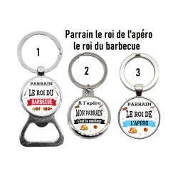 Porte clés Parrain le roi de l'apéro, le roi du barbecue