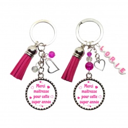 Votre prénom - Porte clés "Merci maîtresse pour cette super année" personnalisable