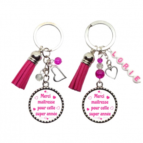 Votre prénom - Porte clés "Merci maîtresse pour cette super année" personnalisable