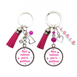 Votre prénom - Porte clés "Merci maîtresse pour ta gentillesse" personnalisable