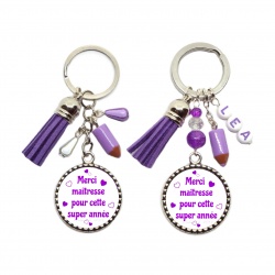 Votre prénom - Porte clés "Merci maîtresse pour cette super année" personnalisable