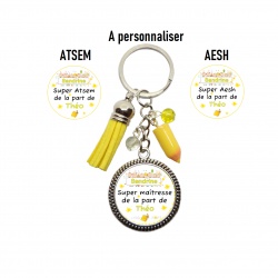 Porte clés Super maîtresse, Atsem, Aesh à personnaliser