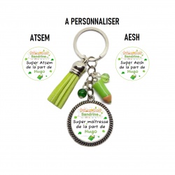 Porte clés Super maîtresse, Atsem, Aesh à personnaliser