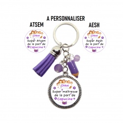 Porte clés Super maîtresse, Atsem, Aesh à personnaliser