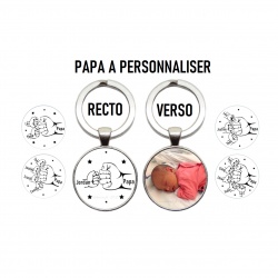 Porte clés papa recto verso "Check", "Poing contre poing" à personnaliser