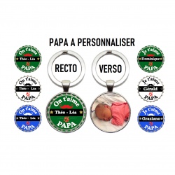 Porte clés Je t'aime papa et On t'aime papa personnalisable recto verso