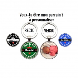 Porte clés Veux-tu être mon parrain personnalisable recto verso