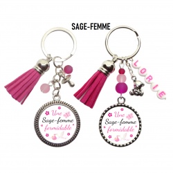 Porte clés "Une sage-femme formidable" personnalisable