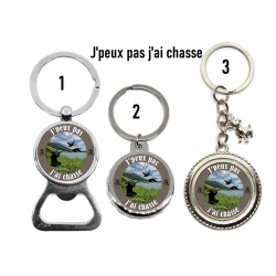 Porte clés, décapsuleur 'J'peux pas j'ai chasse"