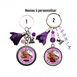 Porte clés Merci ma nounou de me chouchouter personnalisable avec photo