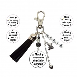 Porte clés nounou personnalisable, "Merci ma nounou de m'aider à grandir" modèle au choix