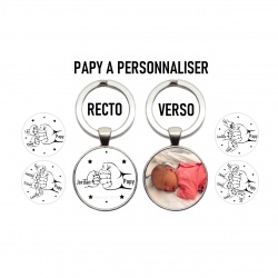 Porte clés papy recto verso "Check", "Poing contre poing" à personnaliser