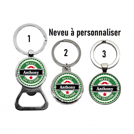 Porte clés décapsuleur Neveu qui déchire à personnaliser
