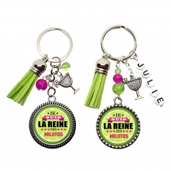 Porte clés "Je suis la reine des mojitos" personnalisable